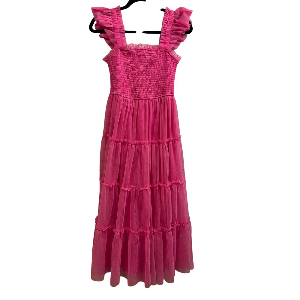 Baltic Born Emma Smocked Tulle Dress Hot Pink Women's Medium Fairy